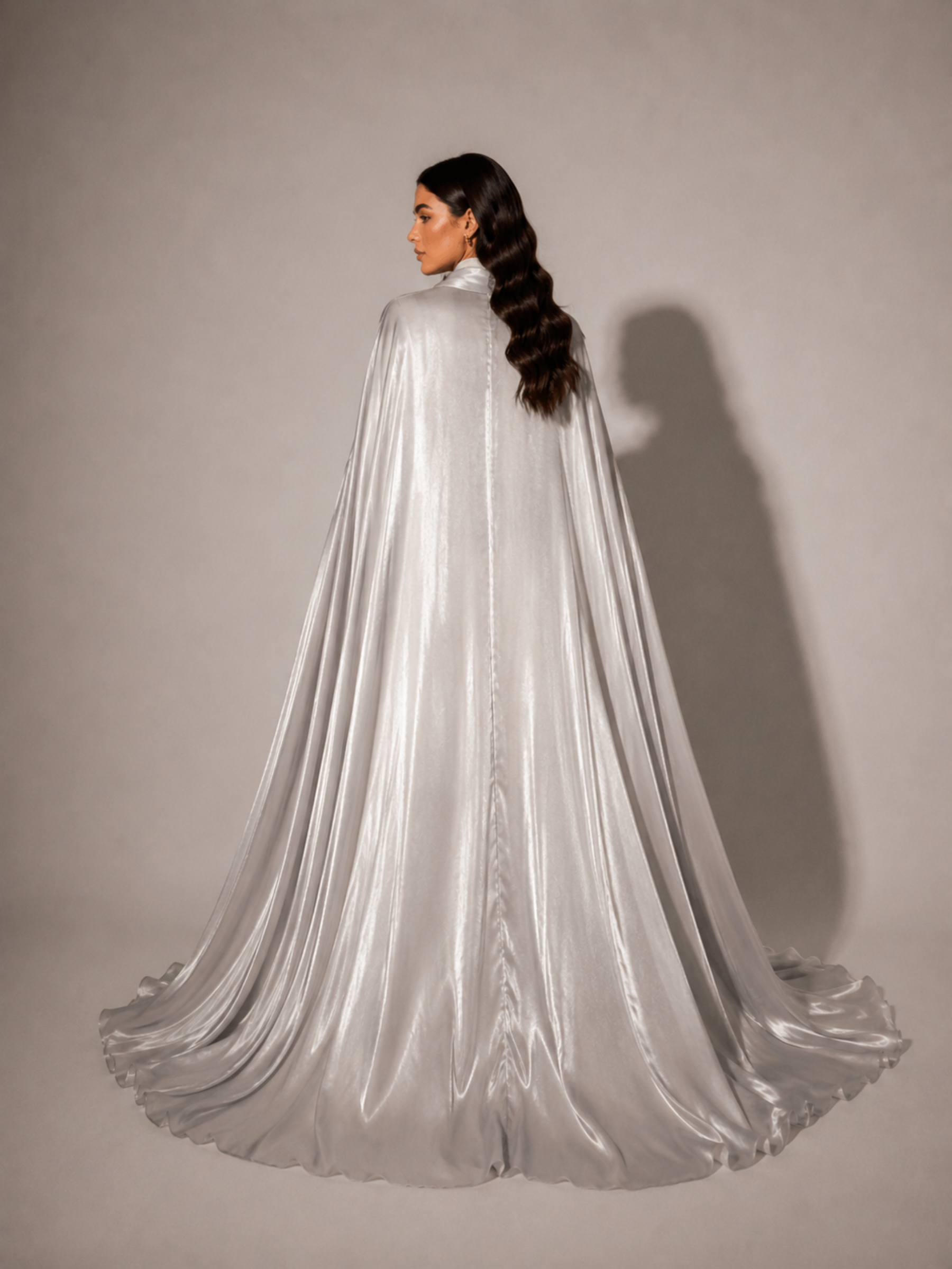 Silver 3-Piece Formal Abaya Set  | Aure by NISA