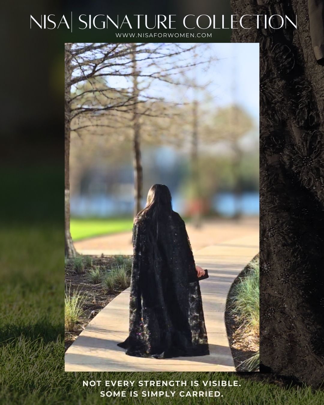 Black Beaded Lace Cape Abaya | Noir by NISA