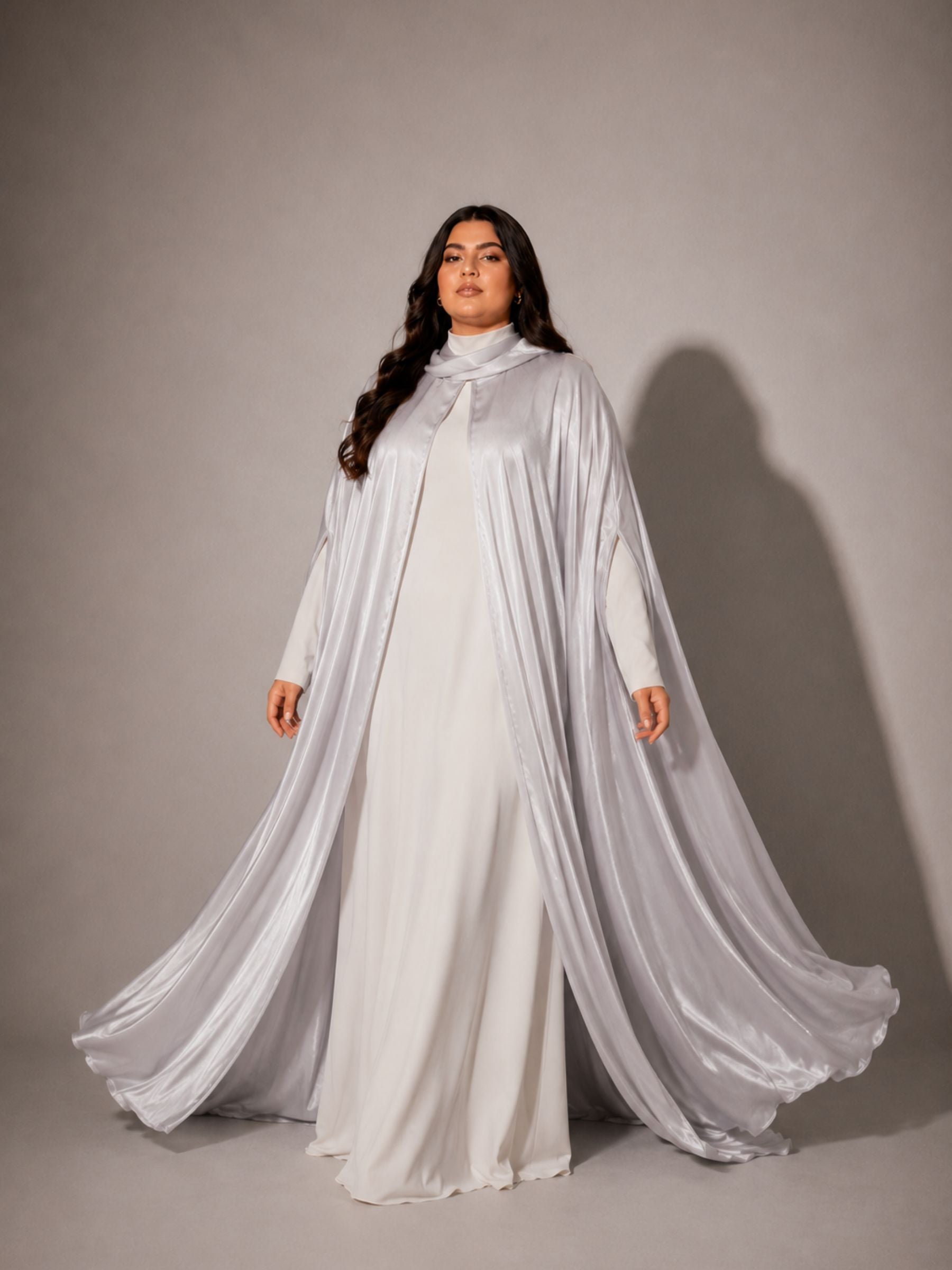 Silver 3-Piece Formal Abaya Set  | Aure by NISA